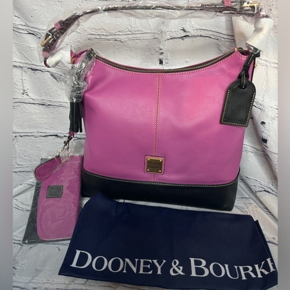 Dooney & Bourke Pebble Grain Leather Sophie Shoulder Bag - Orchid/Black Nwt